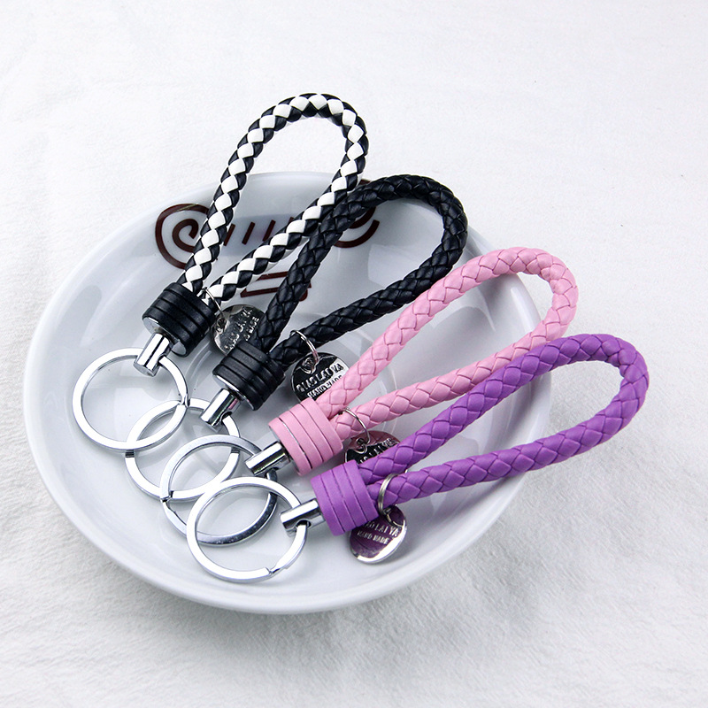 Chain Lock Combination - Stijlvolle PU-leer gevlochten geweven sleutelhanger tas