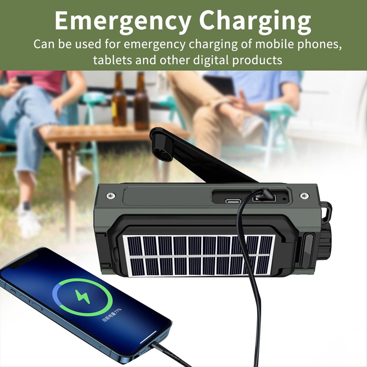 Usb Charger Dynamo - A26Z draagbare zonne-energi radio, noodhanddynamo radio,